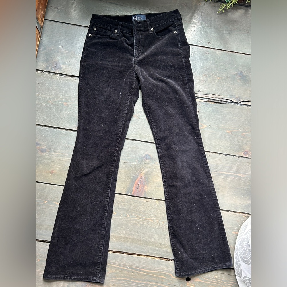 GAP Womens Perfect Boot Cut Corduroy Black Mid Rise